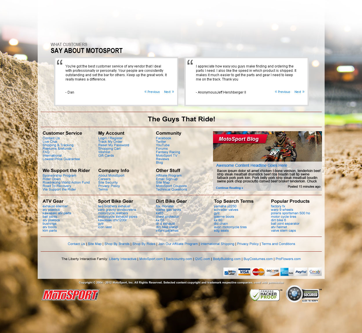 MotoSport Footer Concept