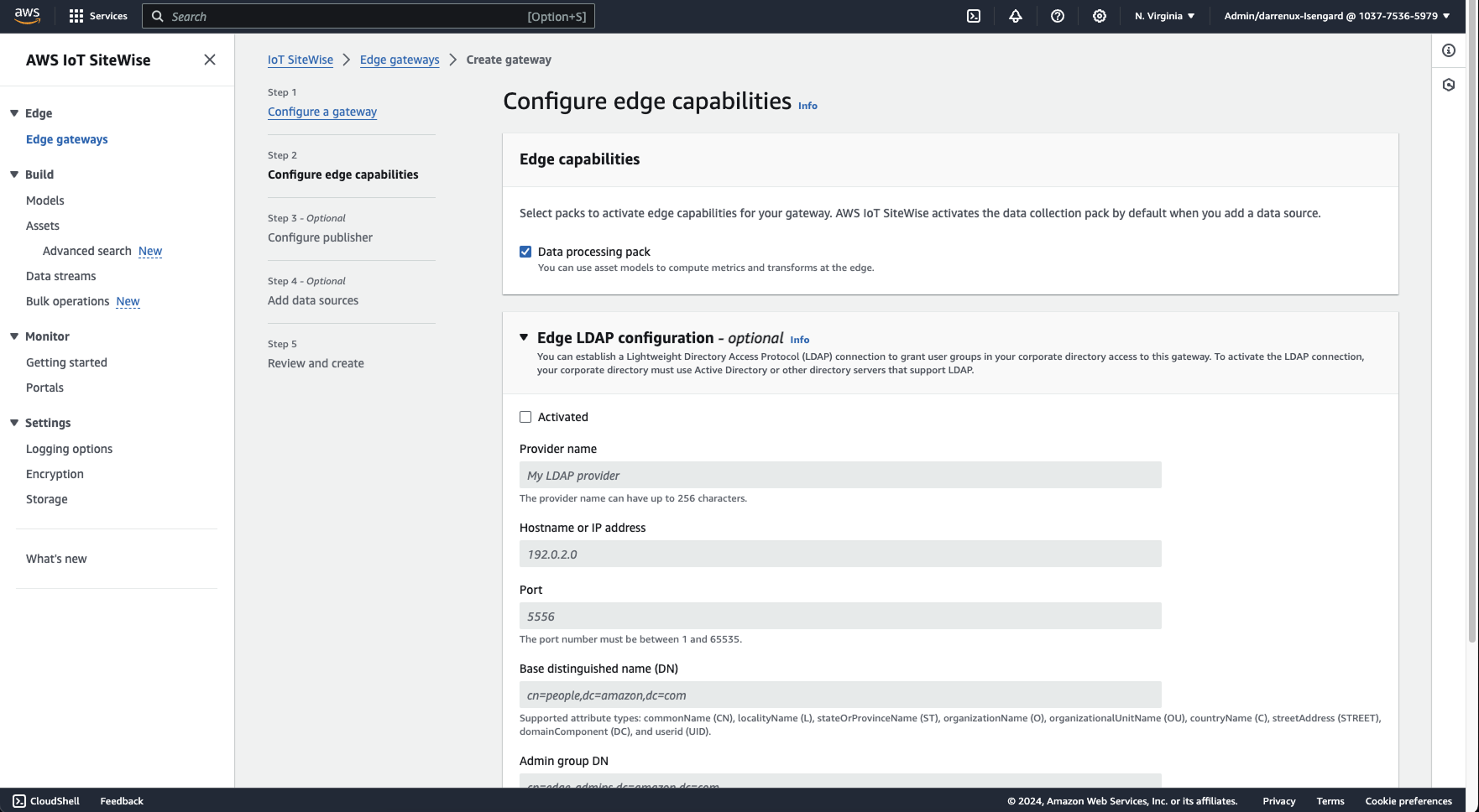 AWS IIoT SiteWise Edge legacy Gateway Wizard